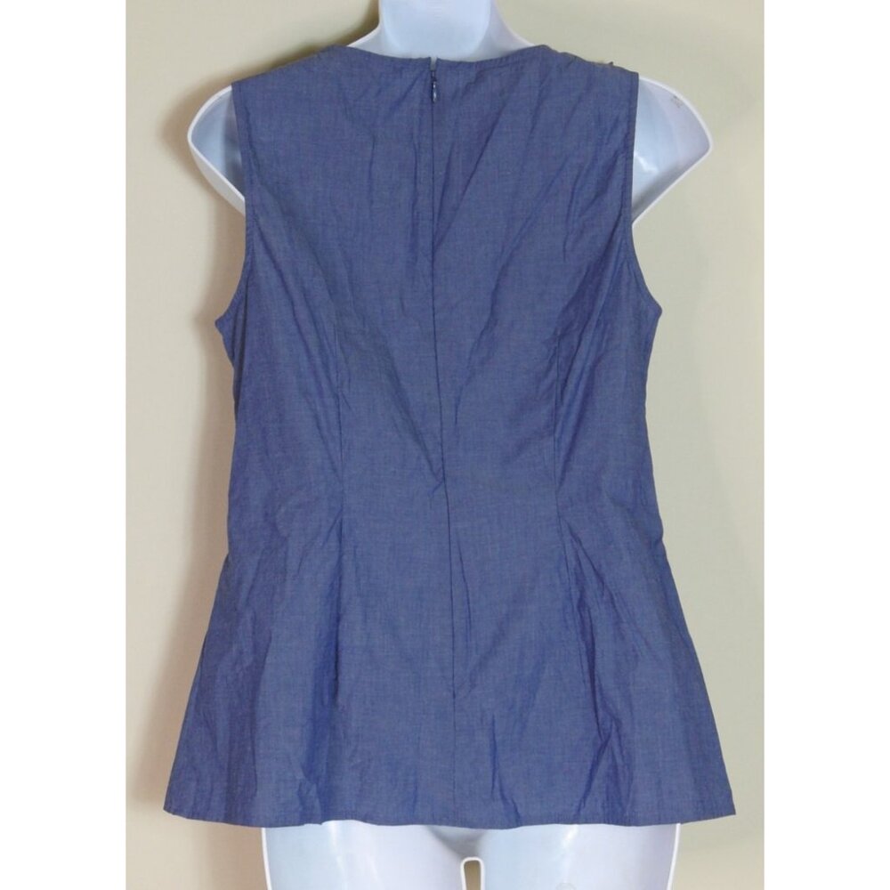 Banana Republic Blue Side Ruffle Women's Sleevless Chambray Size 6 Lightweight - Picture 3 of 5